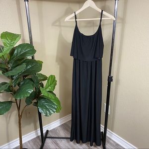 Boho inspired black maxi dress with open back